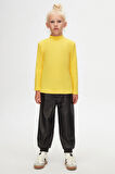 Sarı Basic Kışlık Yarım Balıkçı Yaka Uzun Kollu Kız Çocuk Tişört