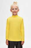 Sarı Basic Kışlık Yarım Balıkçı Yaka Uzun Kollu Kız Çocuk Tişört