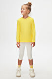 Sarı Basic Unisex Çocuk Mevsimlik Sıfır Yaka Uzun Kollu Tişört