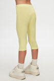 Açık Sarı Basic Kız Çocuk Diz Altı Tayt Kapri