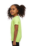 Neon Sarı Basic Unisex Çocuk Sıfır Yaka Kısa Kollu Tişört