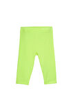 Neon Sarı Basic Kız Çocuk Diz Altı Tayt Kapri