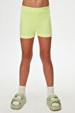 Neon Sarı Basic Kız Çocuk Dans Şort