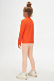 Turuncu Basic Kışlık Yarım Balıkçı Yaka Uzun Kollu Kız Çocuk Tişört