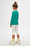 Koyu Yeşil Basic Unisex Çocuk Mevsimlik Sıfır Yaka Uzun Kollu Tişört