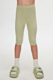 Açık Çağla Yeşil Basic Kız Çocuk Diz Altı Tayt Kapri