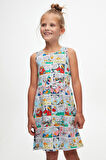 Cartoon Network Kız Çocuk Desenli Kolsuz Elbise