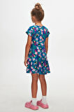 Tropical Parrot Kız Çocuk Desenli Kısa Kollu Elbise