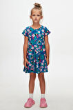 Tropical Parrot Kız Çocuk Desenli Kısa Kollu Elbise