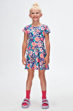 Neon Garden Kız Çocuk Desenli Kısa Kollu Elbise