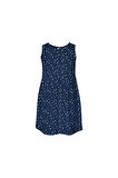 Koyu Lacivert Little Stars Kız Çocuk Desenli Kolsuz Elbise