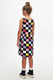 Op Art Chechers Kız Çocuk Desenli Desen Elbise