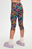 Brave & Happy Kız Çocuk Desenli Diz Altı Tayt Kapri