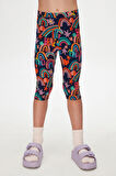 Brave & Happy Kız Çocuk Desenli Diz Altı Tayt Kapri