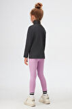 Antrasit Basic Kışlık Tam Balıkçı Yaka Uzun Kollu Kız Çocuk Tişört