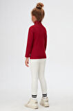 Bordo Basic Kışlık Tam Balıkçı Yaka Uzun Kollu Kız Çocuk Tişört