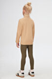 Sütlü Kahve Basic Kışlık Tam Balıkçı Yaka Uzun Kollu Kız Çocuk Tişört
