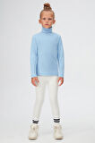 Koyu Mavi Basic Kışlık Tam Balıkçı Yaka Uzun Kollu Kız Çocuk Tişört