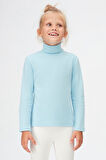 Bebek Mavisi Basic Kışlık Tam Balıkçı Yaka Uzun Kollu Kız Çocuk Tişört