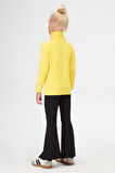 Sarı Basic Kışlık Tam Balıkçı Yaka Uzun Kollu Kız Çocuk Tişört