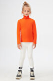 Turuncu Basic Kışlık Tam Balıkçı Yaka Uzun Kollu Kız Çocuk Tişört