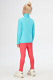 Açık Turkuaz Basic Kışlık Tam Balıkçı Yaka Uzun Kollu Kız Çocuk Tişört