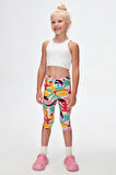 Cutouts Foliage Kız Çocuk Desenli Diz Altı Tayt Kapri
