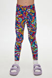 Abstract Leopard Kız Çocuk Yazlık Desenli Tayt
