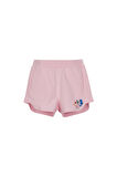 Uçuk pembe İki İplik Deniz Atı Baskılı Kız Çocuk Şort