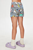 Rainbow Unicorn Kız Çocuk Desenli Cepli Şort