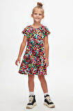 Graffiti Hearts Kız Çocuk Desenli Kısa Kollu Elbise