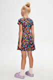 Brave & Happy Kız Çocuk Desenli Kısa Kollu Elbise