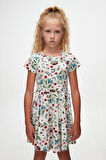 Fairy Garden Kız Çocuk Desenli Kısa Kollu Elbise