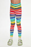 Handdrawn Stripe Kız Çocuk Desenli Yazlık Tayt