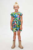 Tropical Zoo Kız Çocuk Desenli Kısa Kollu Elbise