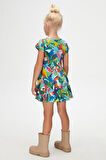 Tropical Zoo Kız Çocuk Desenli Kısa Kollu Elbise