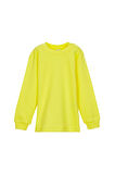 Fosforlu Sarı Basic Kız Çocuk Çıtçıtlı Sıfır Yaka Kışlık Uzun Kol Tişört