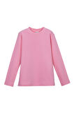 Pembe Basic Unisex Çocuk Kışlık Sıfır Yaka Uzun Kollu Tişört