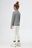 Buz Gri Basic Kışlık Tam Balıkçı Yaka Uzun Kollu Kız Çocuk Tişört