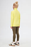 Fosforlu Sarı Basic Kışlık Tam Balıkçı Yaka Uzun Kollu Kız Çocuk Tişört