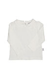 Ekru Bebe Yaka Çıtçıtlı Uzun Kol Aylık Tişört
