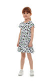 Painterly Floral Kız Çocuk Desenli Kısa Kollu Elbise