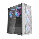 Zoko Melody White 4x12cm Autoring Rainbow Fanlı Temperli Cam Mesh Panel Bilgisayar Kasası