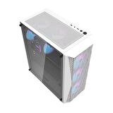 Zoko Melody White 4x12cm Autoring Rainbow Fanlı Temperli Cam Mesh Panel Bilgisayar Kasası