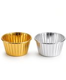 Cupcake Kapsülü 24'lü 12 Gold 12 Gümüş Varaklı Asetat Kutulu Kek Muffin Pişirme ve Sunum Kapsülü