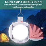 Top Solar Aydınlatma Kamp Çadır Lambası Şarjlı Ampül Led El Feneri Bahçe Aydınlatması Su Geçirmez