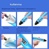 3d Pen - Üç Boyutlu Yazıcı Kalem Printer 3 Renk Filament
