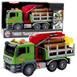 1:12 Sürtmeli Sesli Işıklı Fonksiyonel Oyuncak Kütük Taşıyıcı Kamyon 