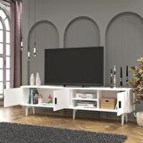 Marin Tv Ünitesi Tv Sehpası 180 cm , Raflı , Beyaz