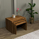 Vera 2'li Orta Sehpa ve Zigon Sehpa Seti , Servis Sehpası Sandık (Ceviz)